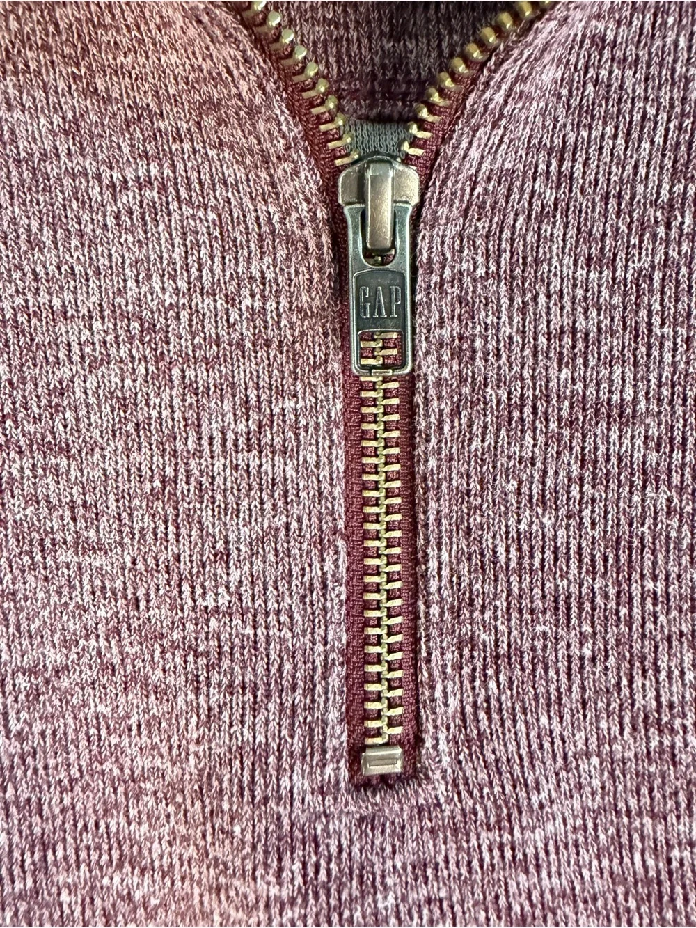 GAP Men's Heather Burgundy Zip-Up Sweater